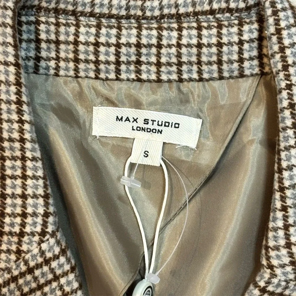 Max Studio Women's‎ Plaid Blazer Brown Button Business Jacket Size S